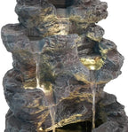Water Fountain Outdoor, Outdoor 5-Tiered Rock Garden Fountains Waterfalls, All-Weather Resistant Water Fountain with Light, Garden Decor for Lawn, Backyard, Gray - Image 7