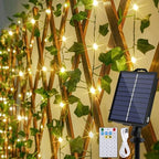 OMIKA 66FT 200LED Vine Fairy Lights Solar Powered, 19 Modes & Timer Ivy String Lights with Remote, Green Leaf Lights for Indoor Bedroom Classroom Office Wall Garden Party Wedding Decor (Warm White) by OmikaStarryEver