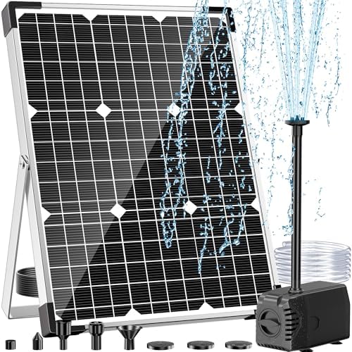 POPOSOAP Solar Fountain Pump, 45W Solar Pond Pump Kit with 340GPH Flow Rate Adjustable, PVC Tubing Solar Powered Water Pump for Outdoor Fountains, Garden, Ponds, Pools, Fish Tank, Backyard P145H by POPOSOAP