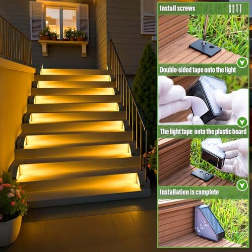 JSOT Solar Step Lights Suitable for Garden Patio Stair Decor Warm White-10P - Image 6