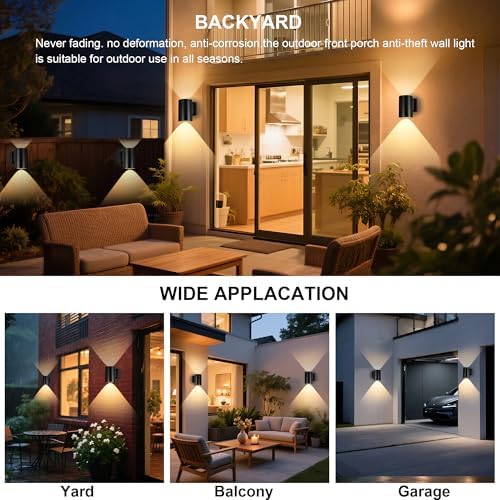 Livinlarge Solar Wall Lights Outdoor,Wall Sconce Waterproof Up and Down - Image 2