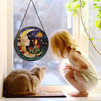 Moon Goddess and Rose Stained Glass Window Hanging Suncatcher Gifts 9.8" - Image 2