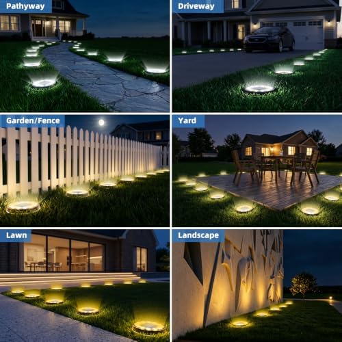Peasur 5.18inch Solar Ground Lights Outdoor,12LED 3CCT 2Brightness 1200mAh Battery,IP65 Waterproof and ABS One-Piece Anti-Rust Housing Garden Lights for Pathway Lawn Yard Driveway Landscape 6 Pack - Image 7