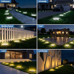 Peasur 5.18 inch Solar Ground Lights Outdoor,12LED 3CCT 2Brightness 1200mAh Battery,IP65 Waterproof and ABS One-Piece Anti-Rust Housing Garden Lights for Pathway Lawn Yard Driveway Landscape 4 Pack - Image 7