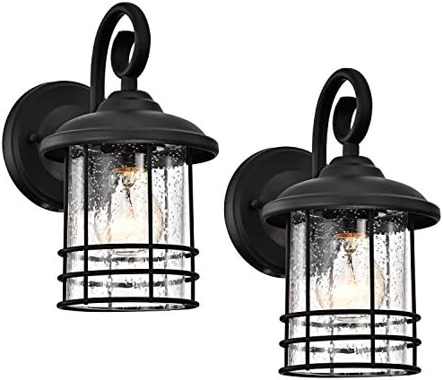 MICSIU 5.5" Wide Compact Narrow Farmhouse Matte Black Porch Light 2 Pack by MICSIU