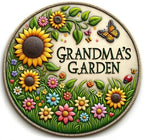 VEOJEIN Grandma's Garden Stepping Stone 9.45’ Durable Garden Décor with 3D Hand-Painted Sunflower Design – Gift for Grandma, Mom, Wife, Mother’s Day, Christmas, Birthdays by VEOJEIN