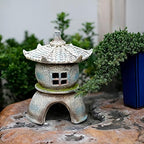 Polyresin Asian Pagoda Lantern Figurine Solar Powered Zen Pagoda Outdoor Statue, Waterproof Garden Sculpture, 11.02" Tall - Image 6