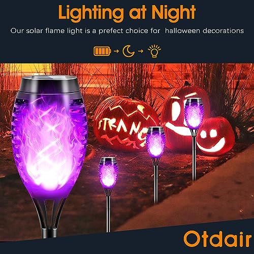 Otdair Christmas Decorations Outdoor 12 Pack, Waterproof Solar Christmas Lights Outdoor with Purple Flame for Christmas Decor, Torch Christmas Lights for Yard, Pathway, Lawn, Patio, Garden, Party - Image 5