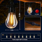66FT Outdoor String Lights with Remote, 27 Dimmable Shatterproof LED Edison Bulbs, Waterproof Patio & Backyard Lights for Pergola, Deck, Garden, Bistro, Commercial Grade Hanging Lights - Image 6