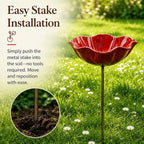 4PC Handmade Metal Flower Garden Stake, Outdoor Bird Bath and Butterfly Watering Station, Bee Watering Flower Stake for Garden Yard, Metal Flower Garden Stakes Bird Bath (Yellow) - Image 5
