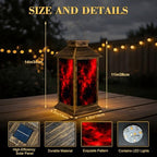 Solar Lantern Outdoor Waterproof Abstract Black Red Acrylic Ink Fantastic Chaotic Swirling Patterns Garden Decor LED Solar Lights Hanging/Tabletop Lamp Gifts for Women Mom for Outside Yard Patio - Image 2