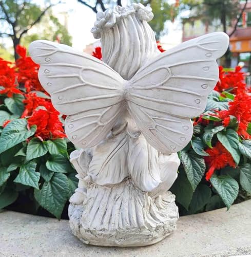 12.8" Flower Fairy Garden Statue, Lovely Outdoor Angel Figurine - Image 6