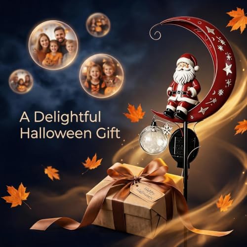 Solar Halloween Black Cat & Pumpkin Moon Garden Stake Light,2-in-1 Waterproof Outdoor LED Yard Decor with Hanging Lantern,Auto Dusk-to-Dawn Lawn Ornament for Pathway,Patio, Walkway (Black-P-2PCS) - Image 2