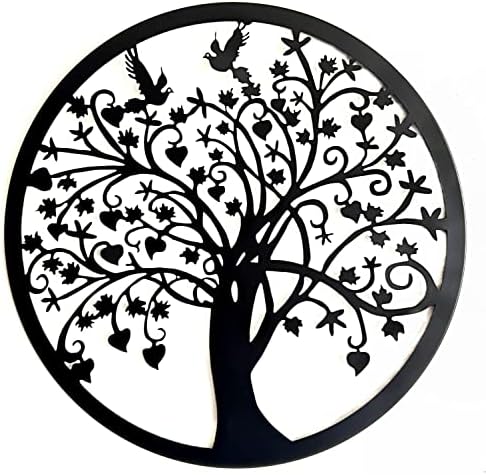 Bellaa 20193 Metal Wall Decor Tree Circle of Life Birds Nature Round Sign Indoor Living Room Rustic Art Outdoor Garden Patio Decor - Image 3
