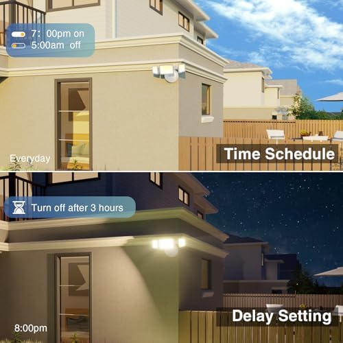 Onforu 55W Smart LED Flood Lights Outdoor, 5500LM, Tunable 2700K-6500K, APP Control, WiFi Alexa Security Lights with Timer & Adjustable 3 Head, IP65 Waterproof for House, Yard, Porch, Garage, Backyard - Image 6
