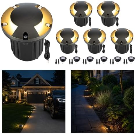 Gardenreet Brass Well Light, 12V Low Voltage, 2-Way Turret Top, 6 Pack by Gardenreet