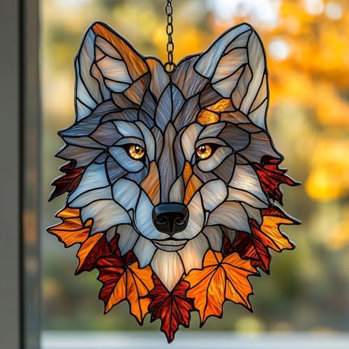 Autumn Wolf Acrylic Suncatcher by AVAGAN