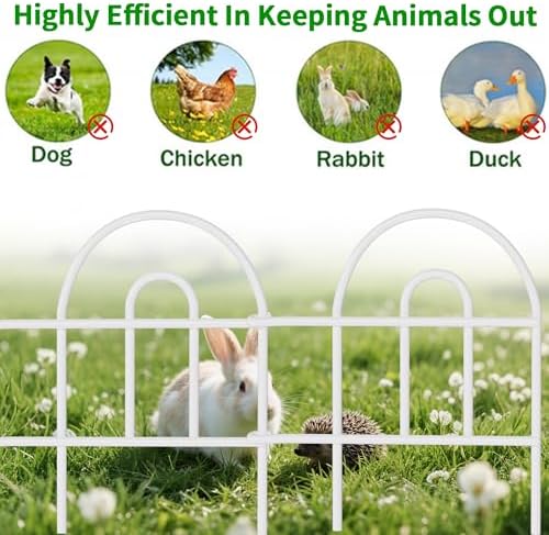 AMAGABELI 25 Panels 24in(H)×35ft(L) Decorative Garden Fence No Dig Rustproof Metal Pre-Linking Fence Panels Garden Edging Border Animal Barrier Fencing for Flower Beds Yard Patio Outdoor Decor White - Image 4