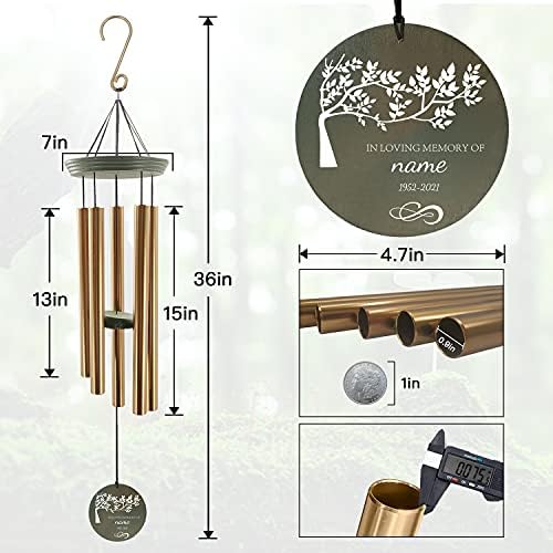 Personalized Memorial Tree of Life 30"/36" Wind Chimes - Image 3
