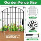 Decorative Garden Fence 32in (H) x22ft (L),Arched Metal No Dig - Image 2