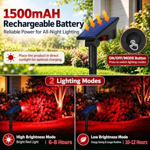 T-SUNUS Red Solar Lights for Outside 4 Pack IP65 Waterproof Dusk-to-Dawn - Image 4