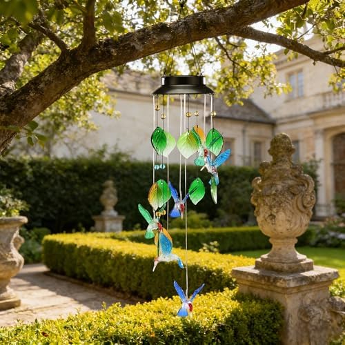 Solar Hummingbird Wind Chime Outdoor 29 Inch - Image 6