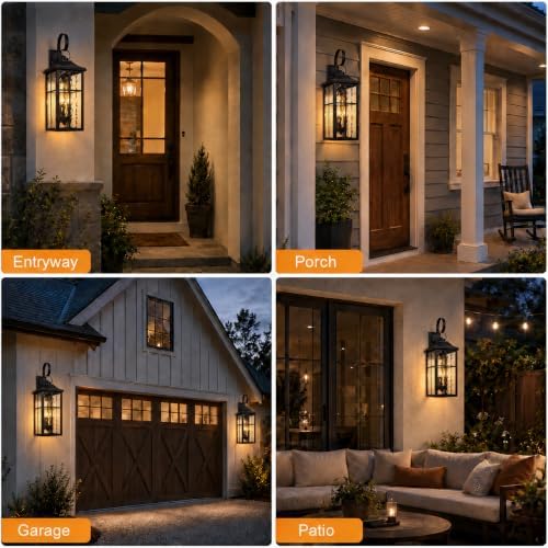 2 Pack Dusk to Dawn Outdoor Wall Lights, 23.9" Black - Image 6