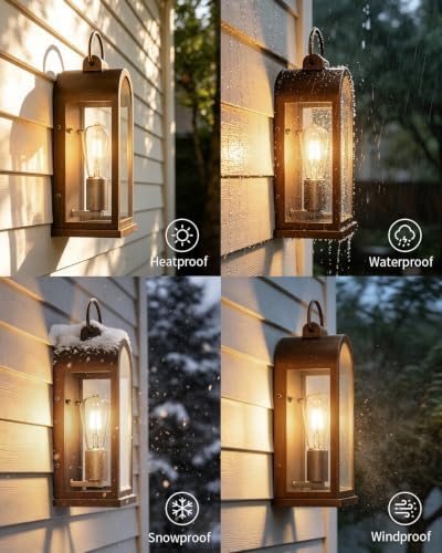 Outdoor Wall Light Bronze Porch Light 2-Pack Exterior Lighting Fixtures - Image 4