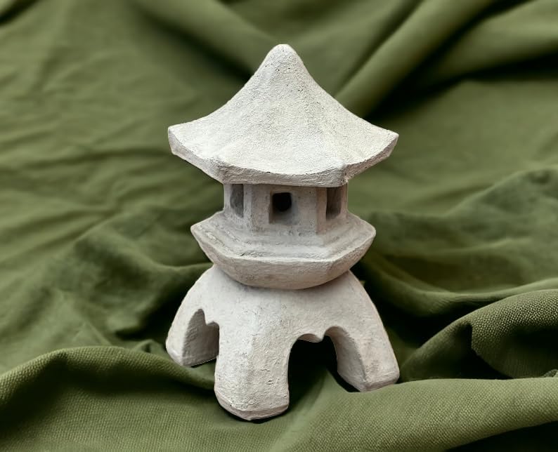 Oriental Lantern Piece Statue Concrete Massive Pagoda Sculpture Asian Zen Garden Style Decoration by Unknown