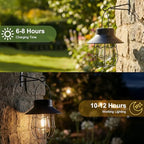 Livinlarge Hanging Solar Lanterns Waterproof,2 Pack Outdoor Metal Solar Lights with Wall Hooks Windproof Hook,Retro Solar Lantern Auto On/Off for Yard Garden Pathway Patio Porch Decor (Black) - Image 6