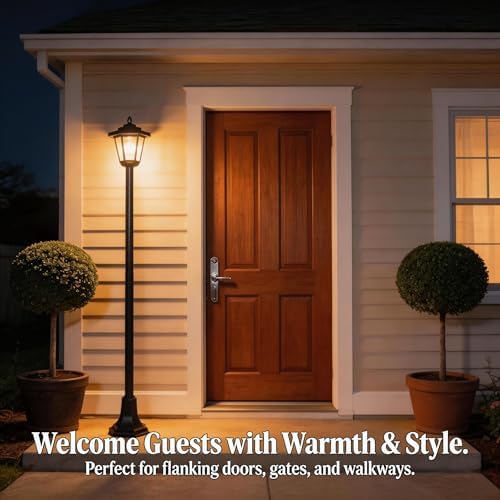 2 Pack Outdoor Solar Lamp Post Light, Adjustable Height 34.5-60.8 in, Black - Image 4