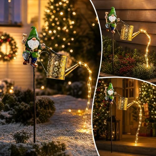 Solar Lamp Ironware Watering Can Christmas Outdoor Lawns Garden Light Decor - Image 7