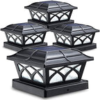 SIEDiNLAR Solar Post Cap Lights Outdoor Glass 2 Color Modes Black (4 Pack) by Siedinlar