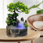 Tabletop Waterfall Fountain, Mini Rockery Fountain with Colorful LED Light, Indoor Resin Desktop Fountain Décor for Home Office, 6.7 x 7 x 5.9 Inch - Image 4