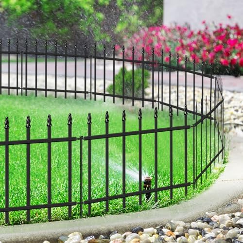 Decorative Metal Garden Fence 18" x 10', Small Fence Border with Stakes - Image 2