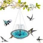 Solar Cascade Hanging Bird Bath Fountain - Solar Powered Birdbath Water Fountain Pumps Dispenser Outdoors Decor, Hanging Hummingbird Bird Shower Bath Kit with Flowing Water (Single - Black) by Unknown