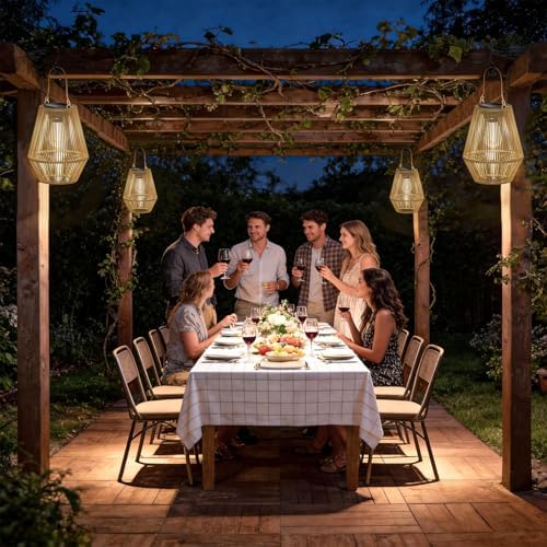 Solar Lanterns Outdoor Waterproof, 2 Pack Hanging Solar Lights for Outside, Auto On/Off Solar Powered Lanterns for Patio Yard Porch Pathway Garden Decor, Warm White - Image 6