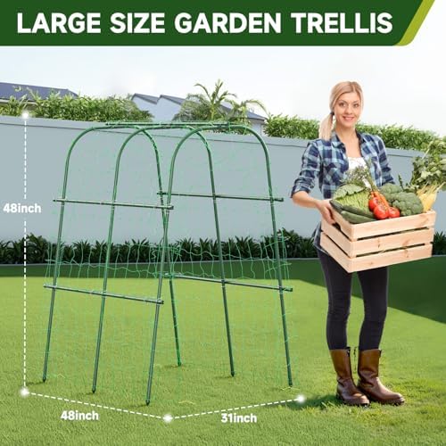 HIRALIY Cucumber Trellis for Climbing Plants, 4ft Tall, Green - Image 2