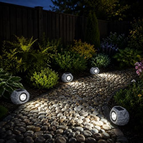Solar Rock Lights Outdoor: 2Pack Gray Waterproof LED Stone - Image 7