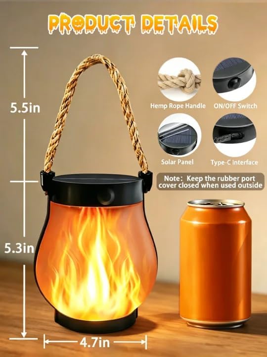 6 Pack Gen2 Solar Lanterns Outdoor Waterproof Halloween Solar Lights Flame - Image 3