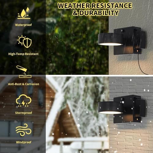 Porch Lights with GFCI Outlet, Dusk to Dawn Outdoor Wall Light with Outlet, LED Aluminum Exterior Light Fixture Waterproof, Outside Lights for House, Front, Door, Patio, Garage - Image 5
