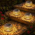 Solar Lanterns Outdoor Waterproof, 4 Pack Flower Petal Solar Garden Lights with 2 Lighting Colors, Vintage Metal Outdoor Patio Garden Decor - Unique Gifts for Women Mom Sisters Birthday by BONLION