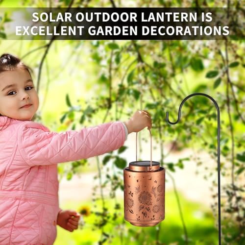 2 Pack Solar Outdoor Lanterns Butterflies Garden Decor LED Light Hanging - Image 6