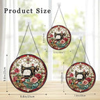 Stained Glass Window Hanging Vintage Sewing Machine with Roses Sun Catchers Floral Art Suncatchers for Home Porch Garden Indoor & Outdoor Decor (9.8x9.8 in) - Image 3