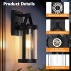 Brightever Outdoor Wall Light Fixtures, Waterproof Matte Black Exterior Wall Lantern Sconce Porch Lights, Outside Lighting with Clear Ribbed Glass for House, Garage, Front Door, 2-Pack - Image 4