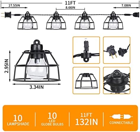 Vigdur Lantern String Lights, 10 G40 Bulbs Patio String Lights, 11FT - Image 2