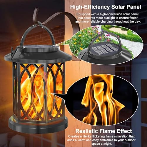 Asixxsix Solar Torch Light, Realistic Flickering Flame Effect Solar Lights Outdoor Extended Runtime Water Proof Flickering Flame for Pathway Yard Patio Decorations ( Light 91008A with Clips 2pcs) - Image 5