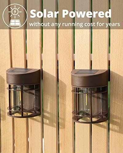 Solar Fence Lights, 8 Pack Deck Light Waterproof Solar Outdoor Lights for Garden Fence Post Backyard Decor, Brown - Image 3