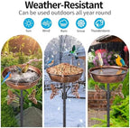 40In Metal Bird Bath for Outdoors,Removable 3" Deep 13" Dia Bowl Heavy-Duty Base,Standing Birdbath Feeder Rust-Proof Birdbaths for Garden Yard Patio Lawn Decor - Image 4