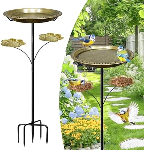 Bird Bath for Outside,Birdbaths with 2 Detachable Flower Feeders by Unknown
